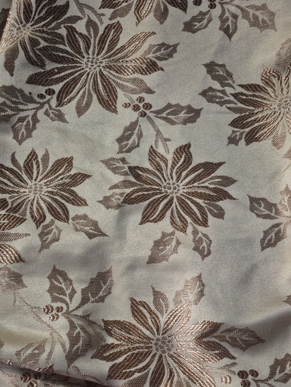 St. Nicholas Square Gold Poinsettia Jacquard Table Linen Runner